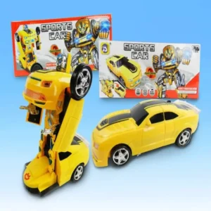 Transparent Robot Car Toy for Kids (2 In 1 Car) with Realistic Race Car Sounds, LED Lights and 360 Degree Rotating