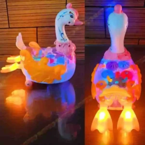 Amazing Transparent Gear Swan Toys with Colourful Light, Music and Universal Rotation