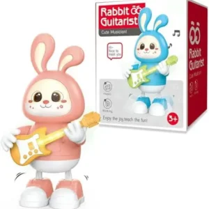 Cartoon Dancing Rabbit Guitarist Kids Toy Electronic Guitar With Light and Music